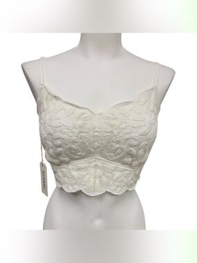 Shyanne NWT Ivory Embroidered Lace Bandeau Crop Top Size S